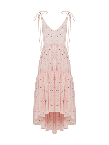 Розовый хлопковый сарафан на завязках, 1