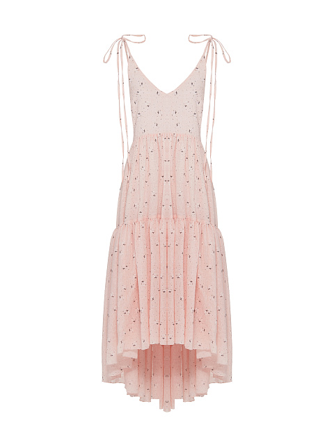 Розовый хлопковый сарафан на завязках, 1